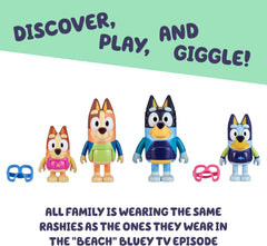 Bluey Family Beach Day Figure 4-pack Series 9 Toys for Kids