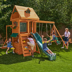 Kidkraft Ridgeview Deluxe Clubhouse Wooden Swing Set & Playset