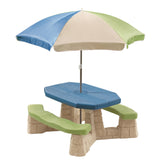 Step2 Naturally Playful Picnic Table with Umbrella - Kids Outdoor Table & Seating for Toddlers and Children