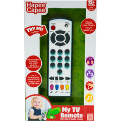 جهاز تحكم عن بعد للتلفزيون Hapee Capee My Tv Controller، باللغتين الإنجليزية والعربية، يعمل بالبطارية.