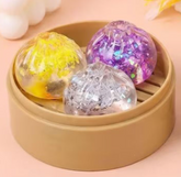 Mystery Diamond Edition Crystal Jelly Dumpling Squishy Sensory Toy 3-pieces Set , Assorted Colors