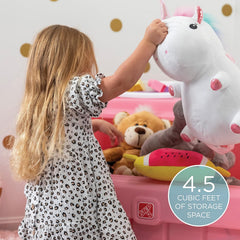 2-in-1 Toy Storage Box with Art Lid Pink Kraft Kids Playroom Organizer