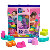 Mega Blocks 80-pieces Pink Building Blocks Set Creative Play for Toddlers