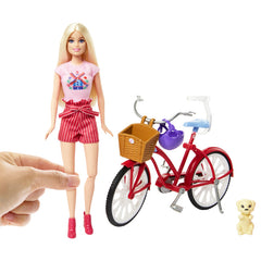 Barbie Doll and Bike Playset Fashion Doll with Bicycle & Accessories for Kids