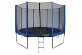 Funjump Blue Trampoline With Outside Short Pole Safety Net And Ladder 12 Ft
