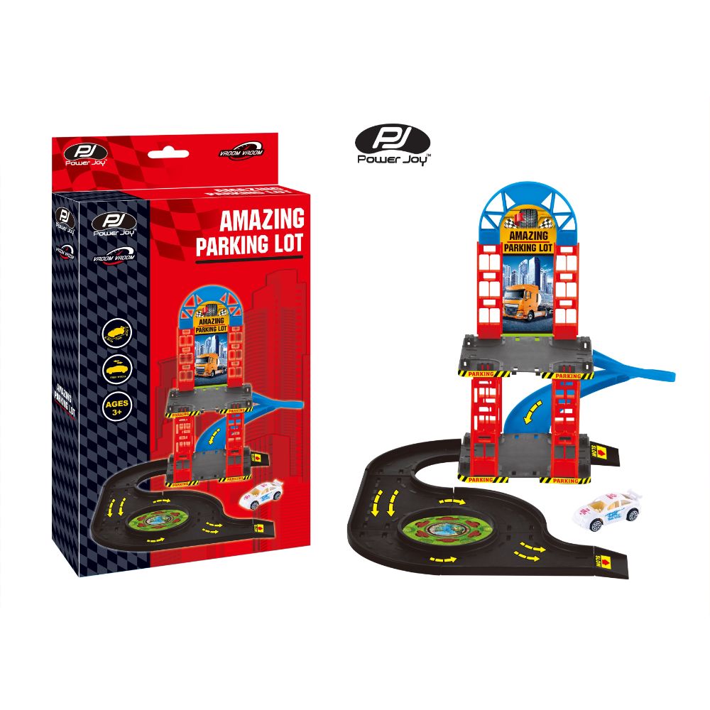 Power Joy Vroom Vroom Amazing Parking Lot مجموعة لعب مع سيارة