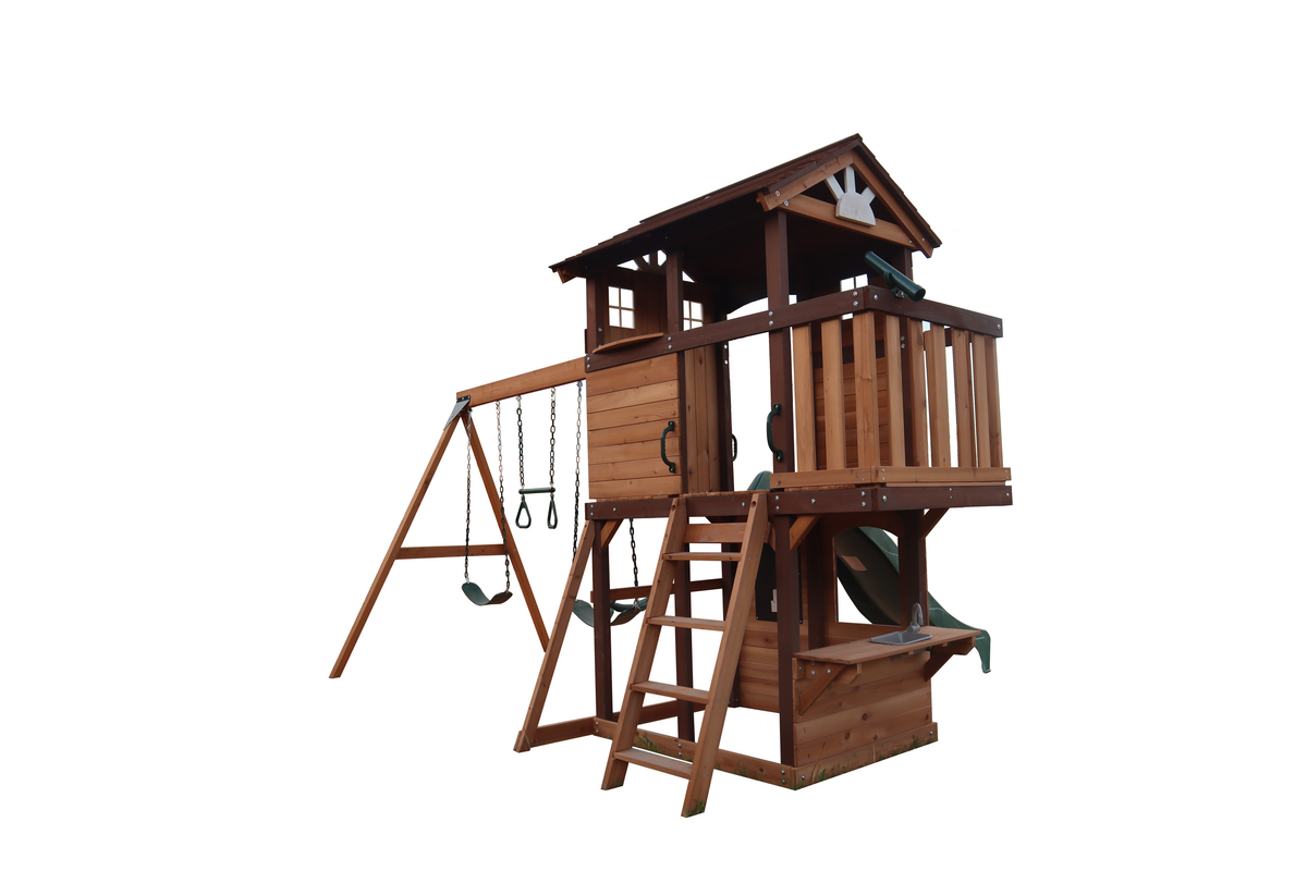Mountpeak Elbrus Swing Set & Playhouse with Roof, Glider & Slide