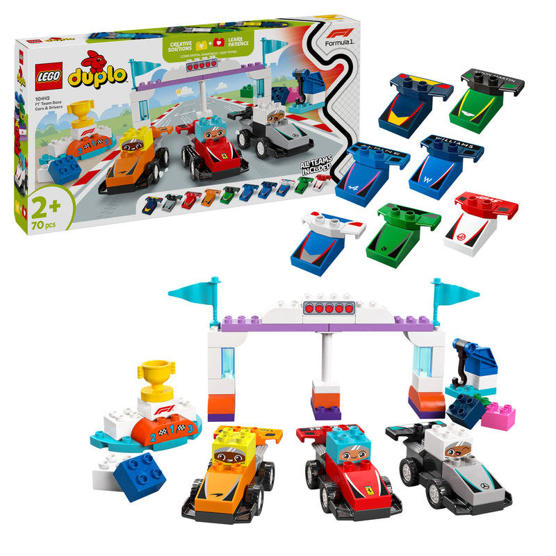 Lego Duplo Town F1 Team Race Cars & Drivers
