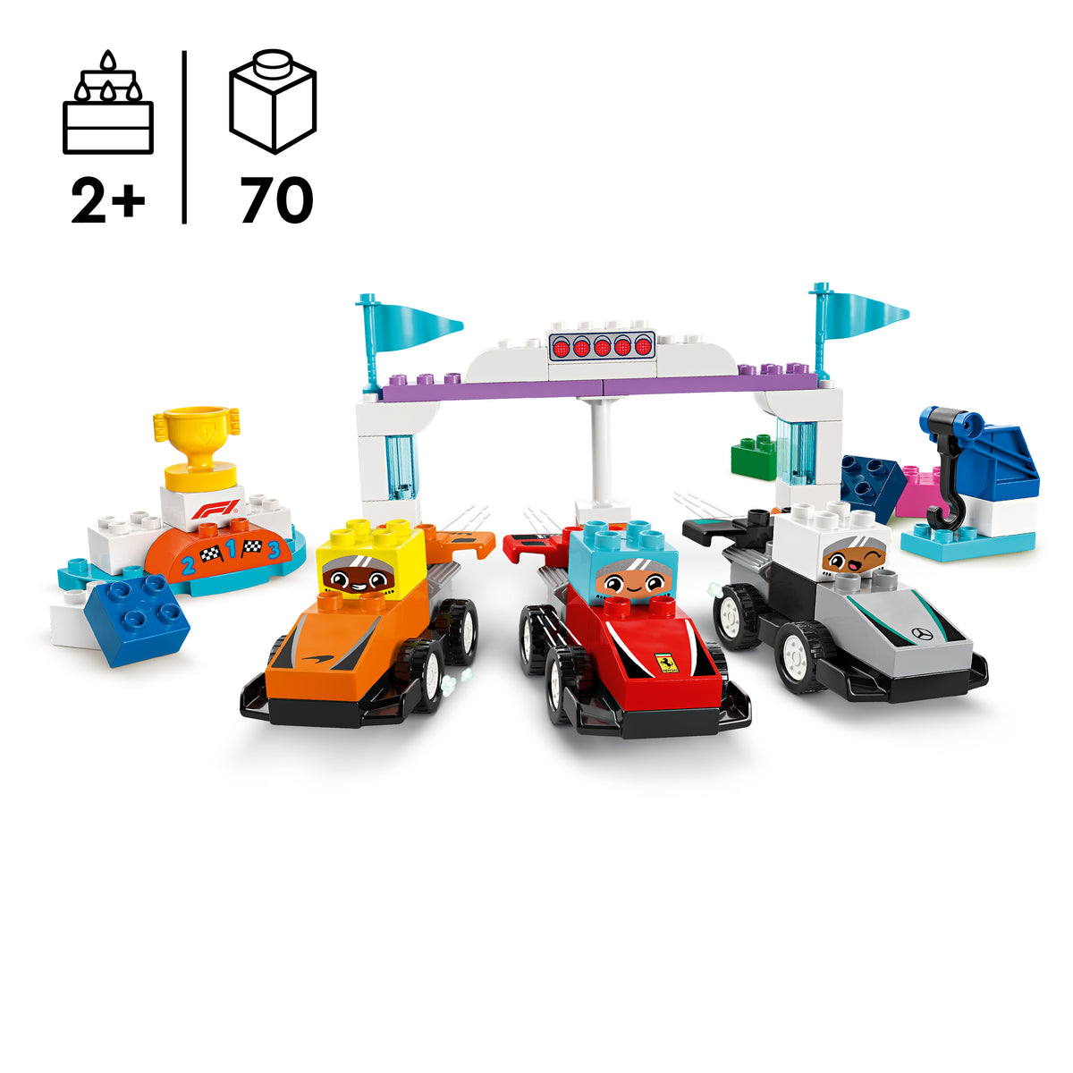 Lego Duplo Town F1 Team Race Cars & Drivers