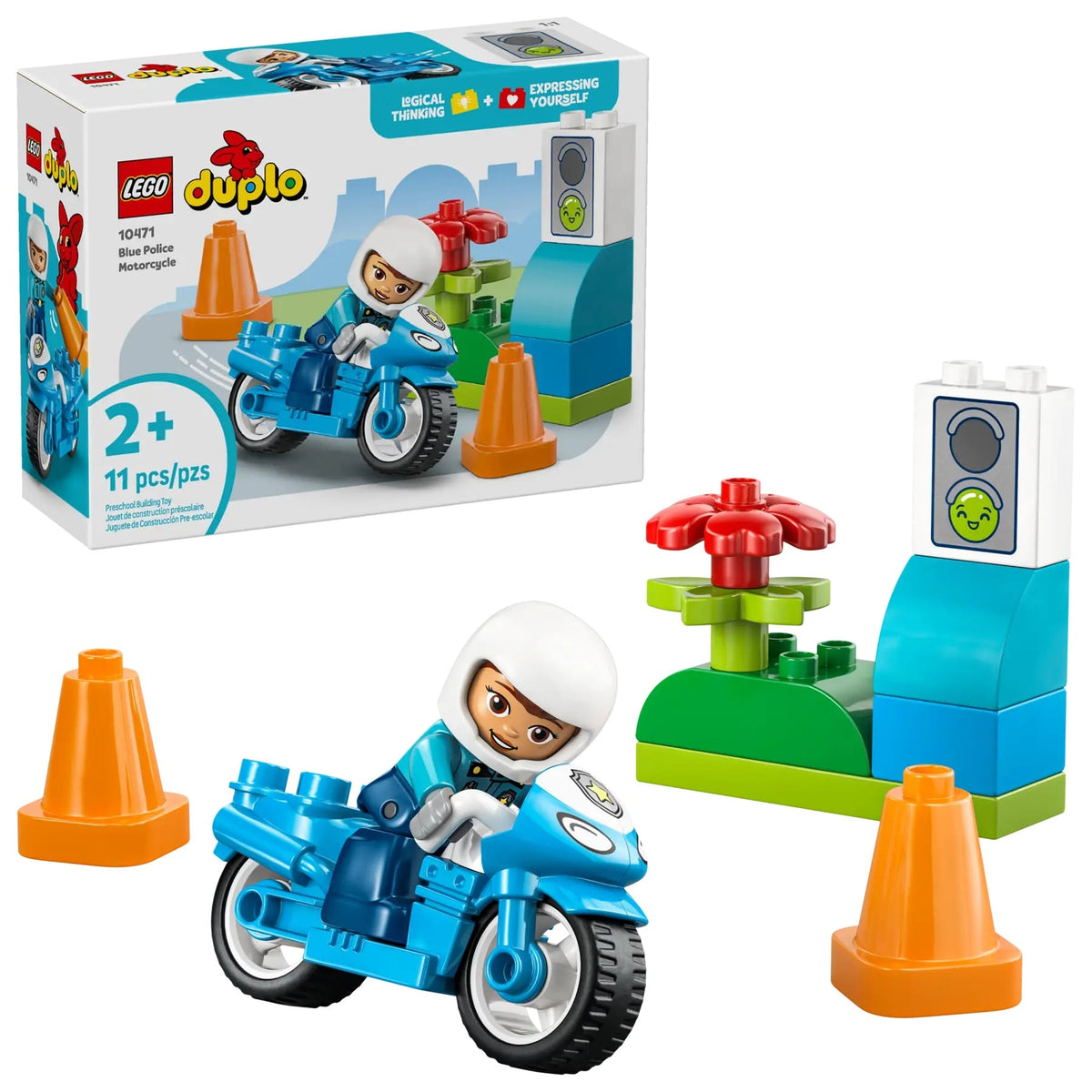 Lego Duplo Blue Police Motorcycle with Figures