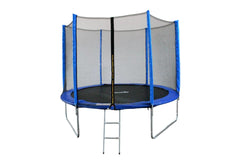 Funjump Blue Trampoline With Outside Short Pole Safety Net And Ladder 10 Ft