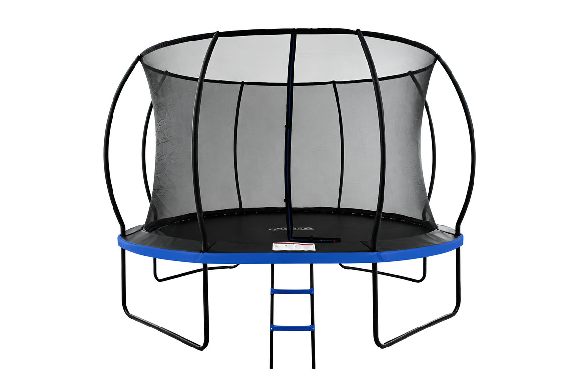 Mountpeak Pumpkin Trampoline with Safety Net & Ladder - Black & Blue, 12ft