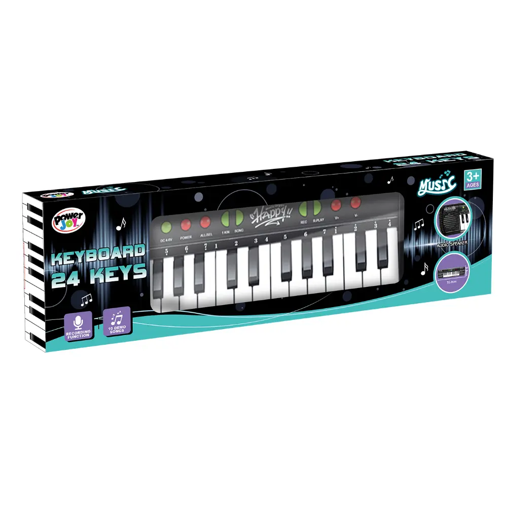 Power Joy Music Keyboard ٢٤Keys مع Mic يعمل بالبطارية