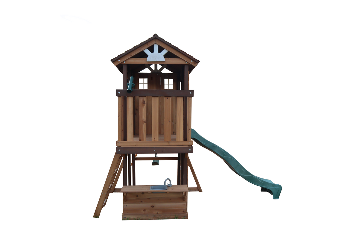 Mountpeak Elbrus Swing Set & Playhouse with Roof, Glider & Slide