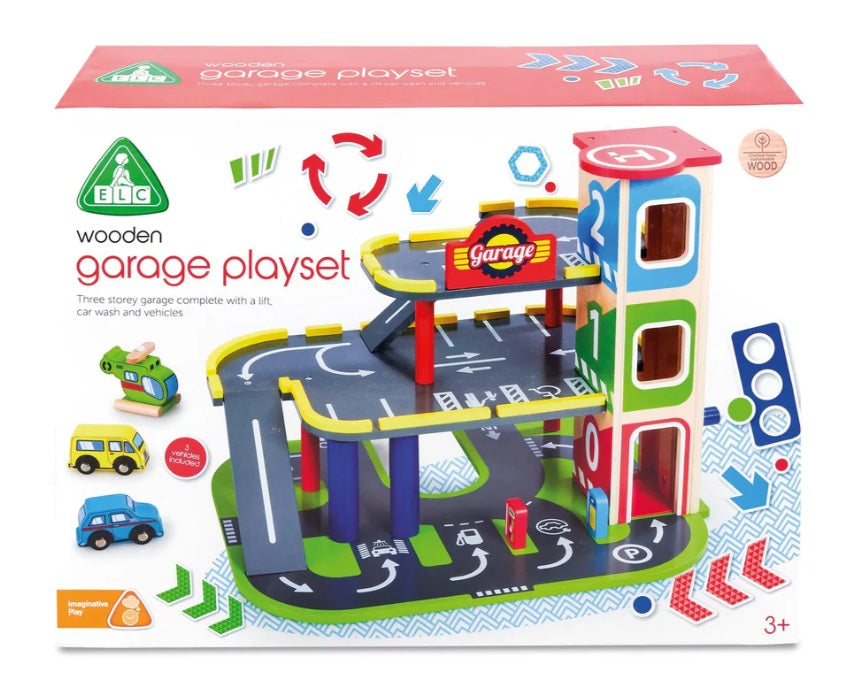 Early Learning Centre Wooden Garage and Vehicles Playset