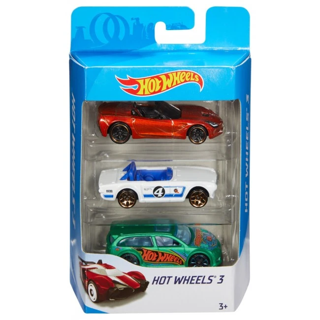 مجموعة مكونة من 3 سيارات من سلسلة Hot Wheels Basic Cars متنوعة الألوان