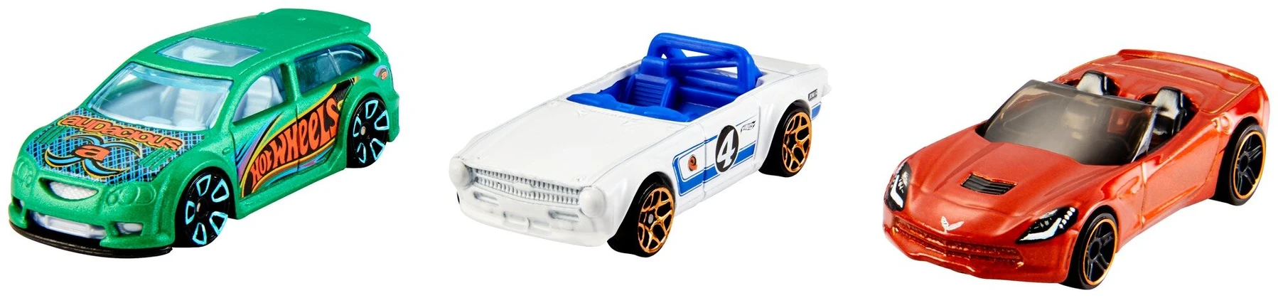 مجموعة مكونة من 3 سيارات من سلسلة Hot Wheels Basic Cars متنوعة الألوان