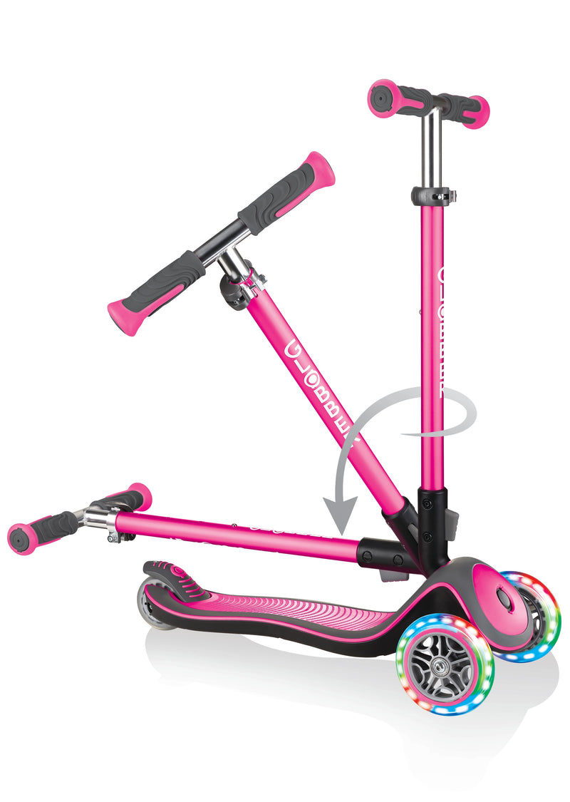 Globber Elite Deluxe With Lights Pink