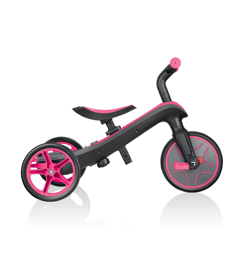 Globber Trike Explorer Fuchsia Pink All-In-One Kids Tricycle and Balance Bike