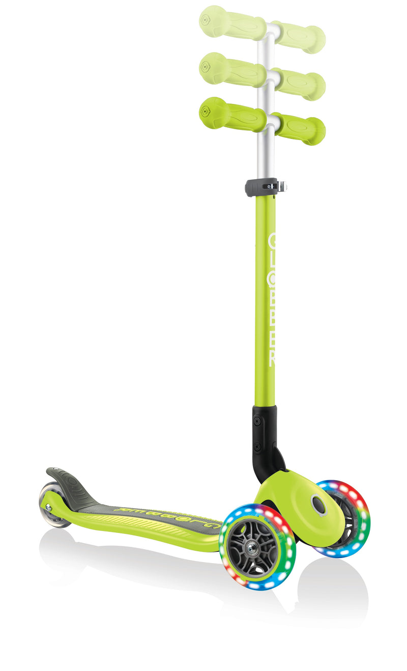 Globber Primo Foldable Lights Lime Green 3-Wheel Scooters for Kids