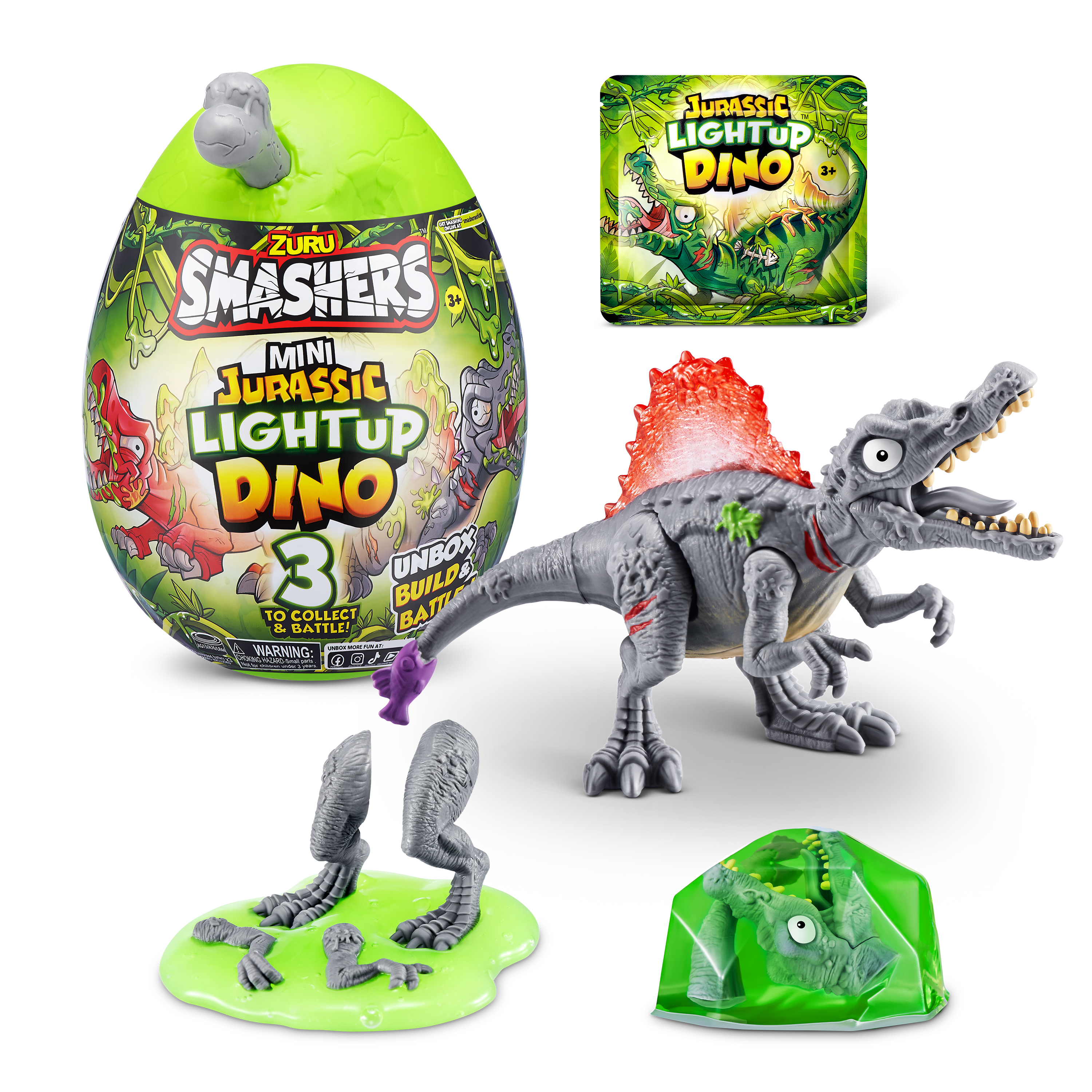 Smashers Jurassic-Series 1 Mini Light-Up Dino 3 Assorted