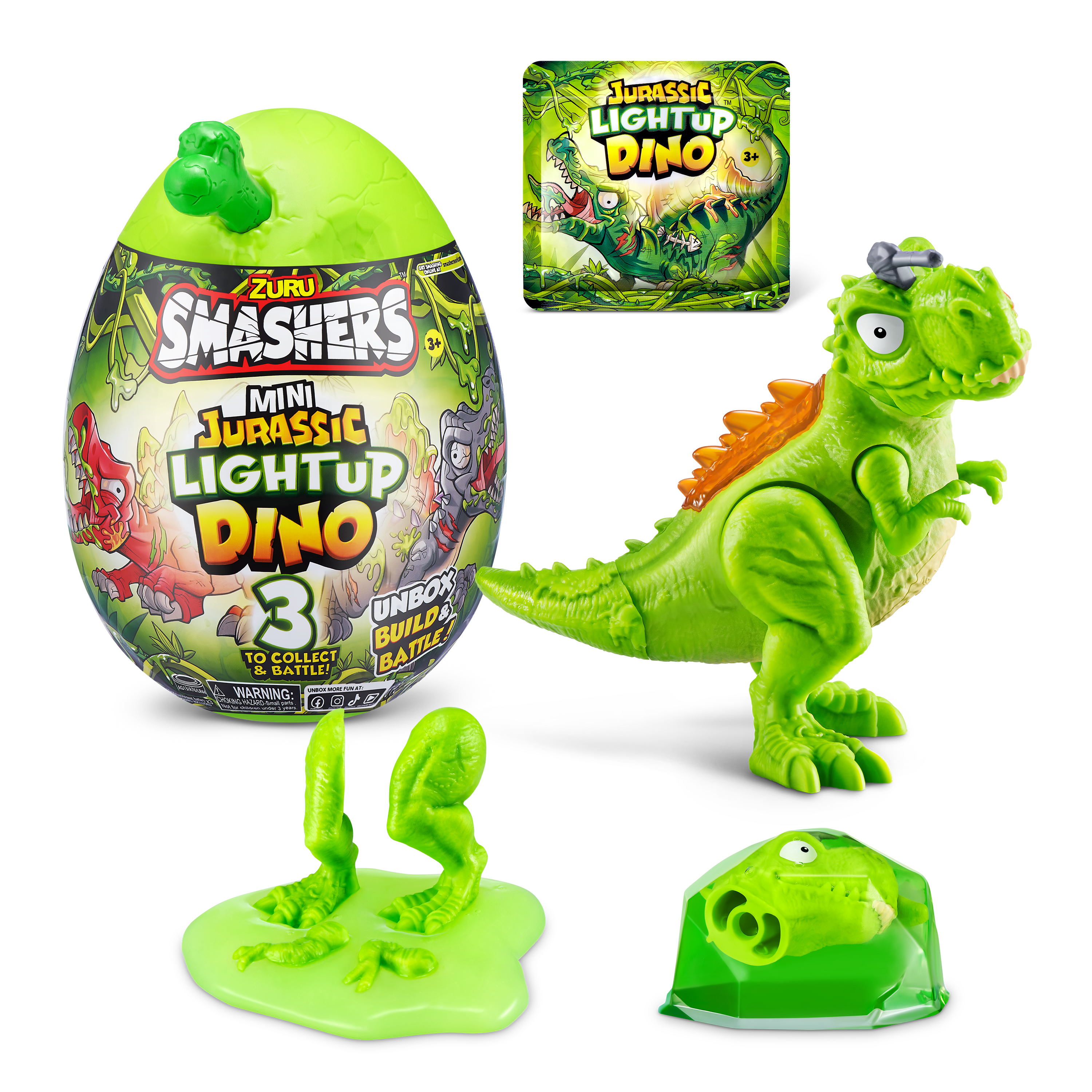 Smashers Jurassic-Series 1 Mini Light-Up Dino 3 Assorted