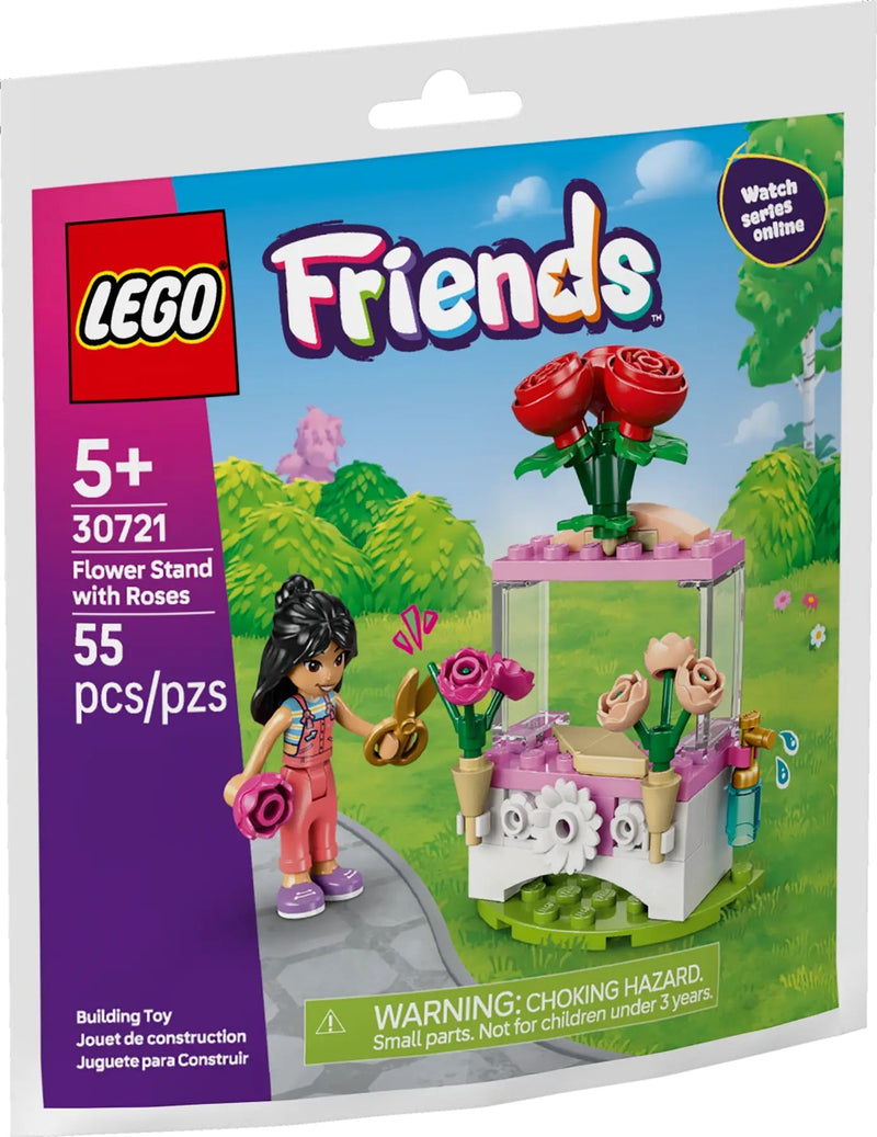 Lego Friends Flower Stand With Roses - Kids Building Set with Mini Figure & Flowers