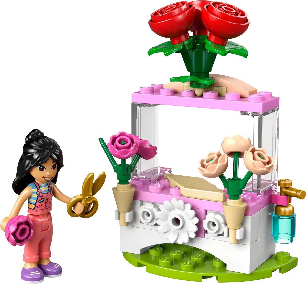 Lego Friends Flower Stand With Roses - Kids Building Set with Mini Figure & Flowers