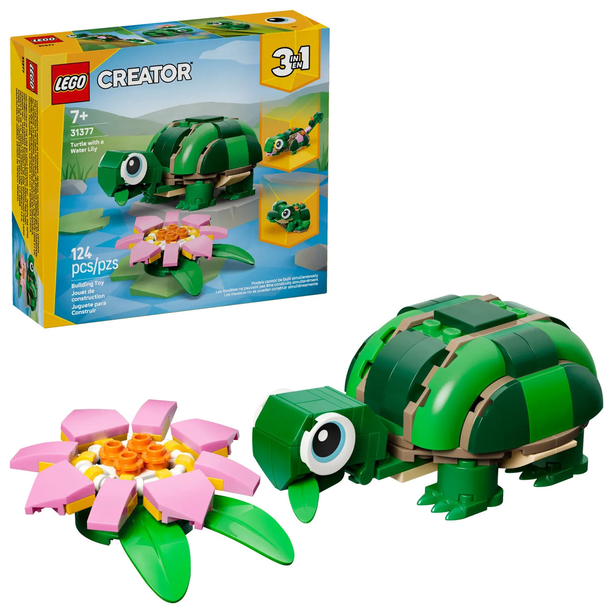 Lego Creator Turtle مع Water Lily Flower Nature Themed مجموعة بناء