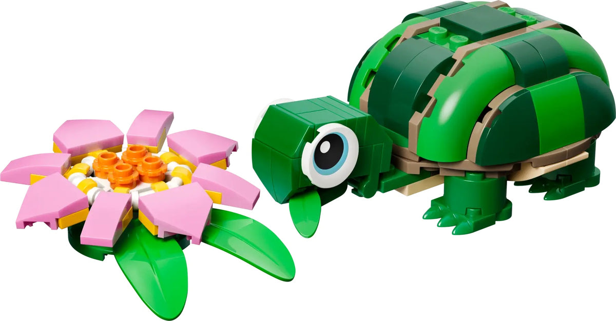 Lego Creator Turtle مع Water Lily Flower Nature Themed مجموعة بناء