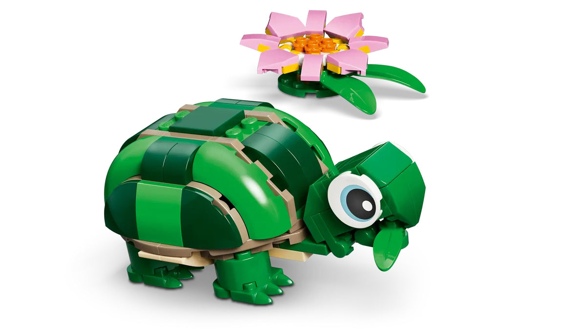 Lego Creator Turtle مع Water Lily Flower Nature Themed مجموعة بناء