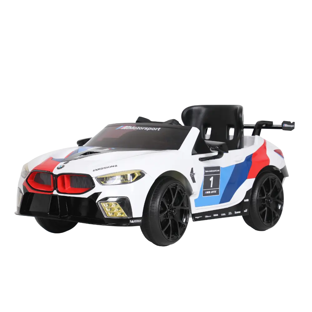 Rollplay BMW M8 GTE Racing 12V RC Ride-On for Kids - White