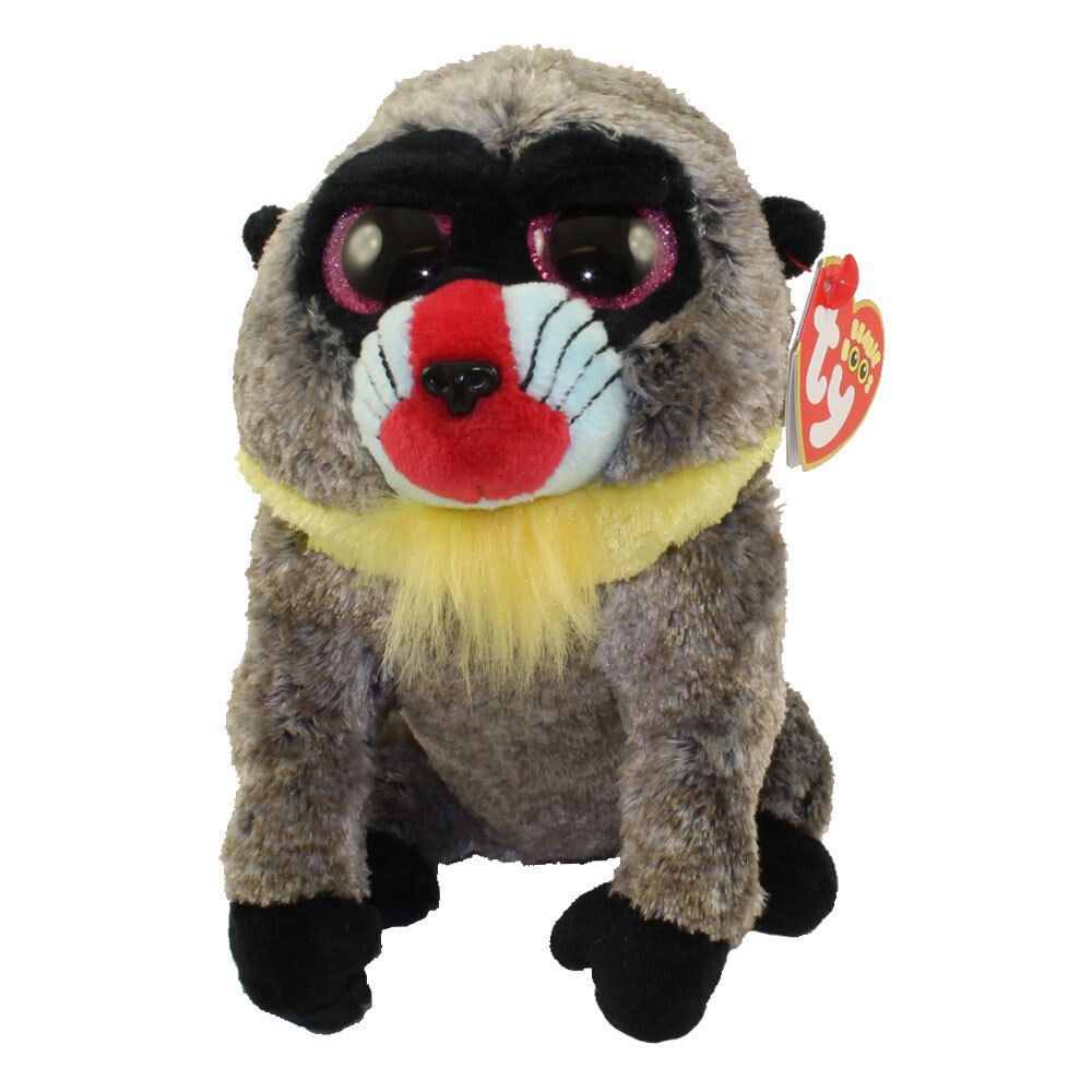 TY Beanie Boos Wasabi Baboon 10-Inch Plush Toy - Grey Collectible Stuffed Animal for Kids