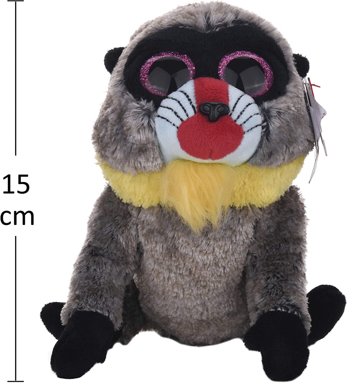 TY Beanie Boos Wasabi Baboon 7-Inch Plush Toy - Grey Collectible Stuffed Animal for Kids