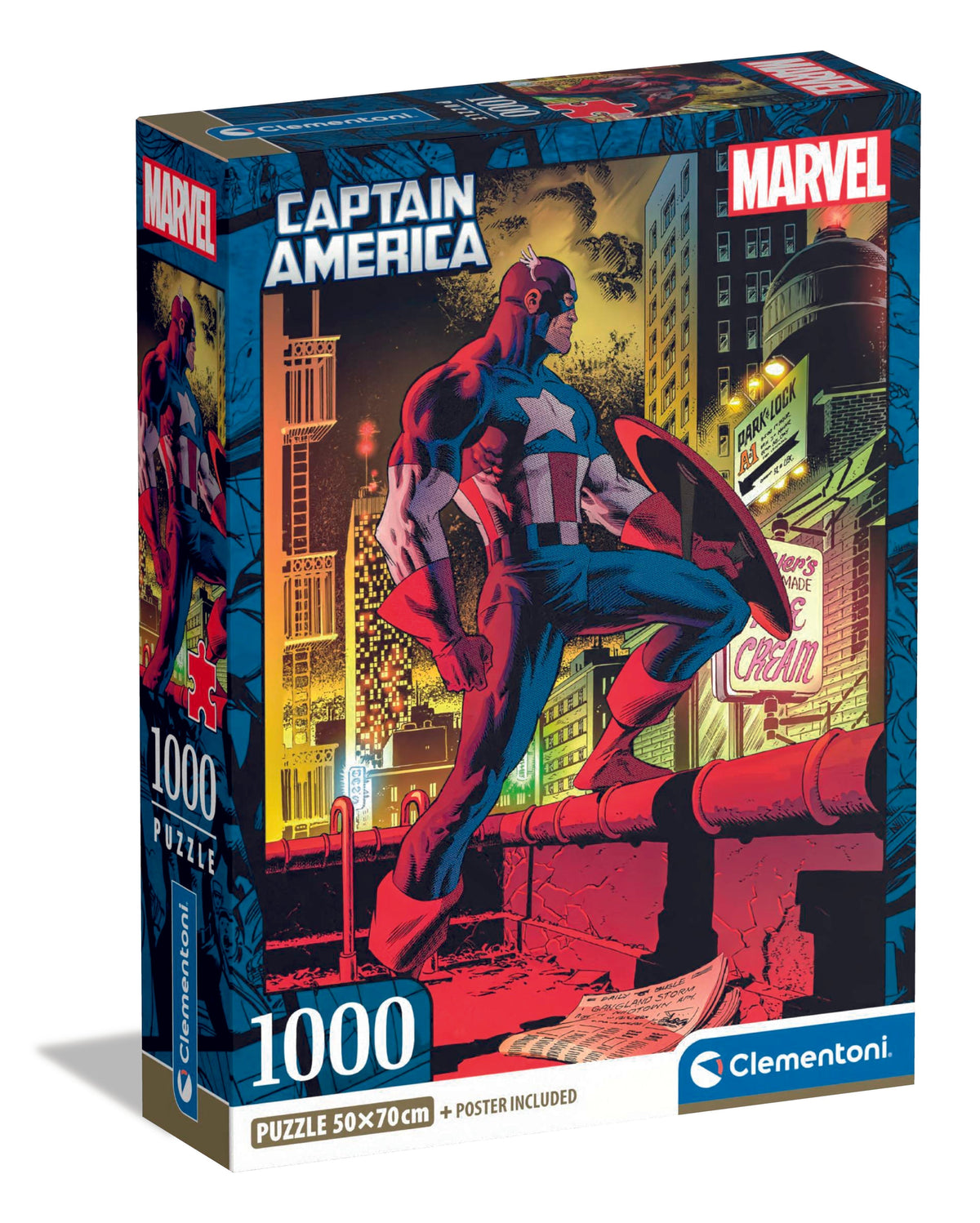 Clementoni 1000-pieces Puzzle  Marvel Captain America & Poster