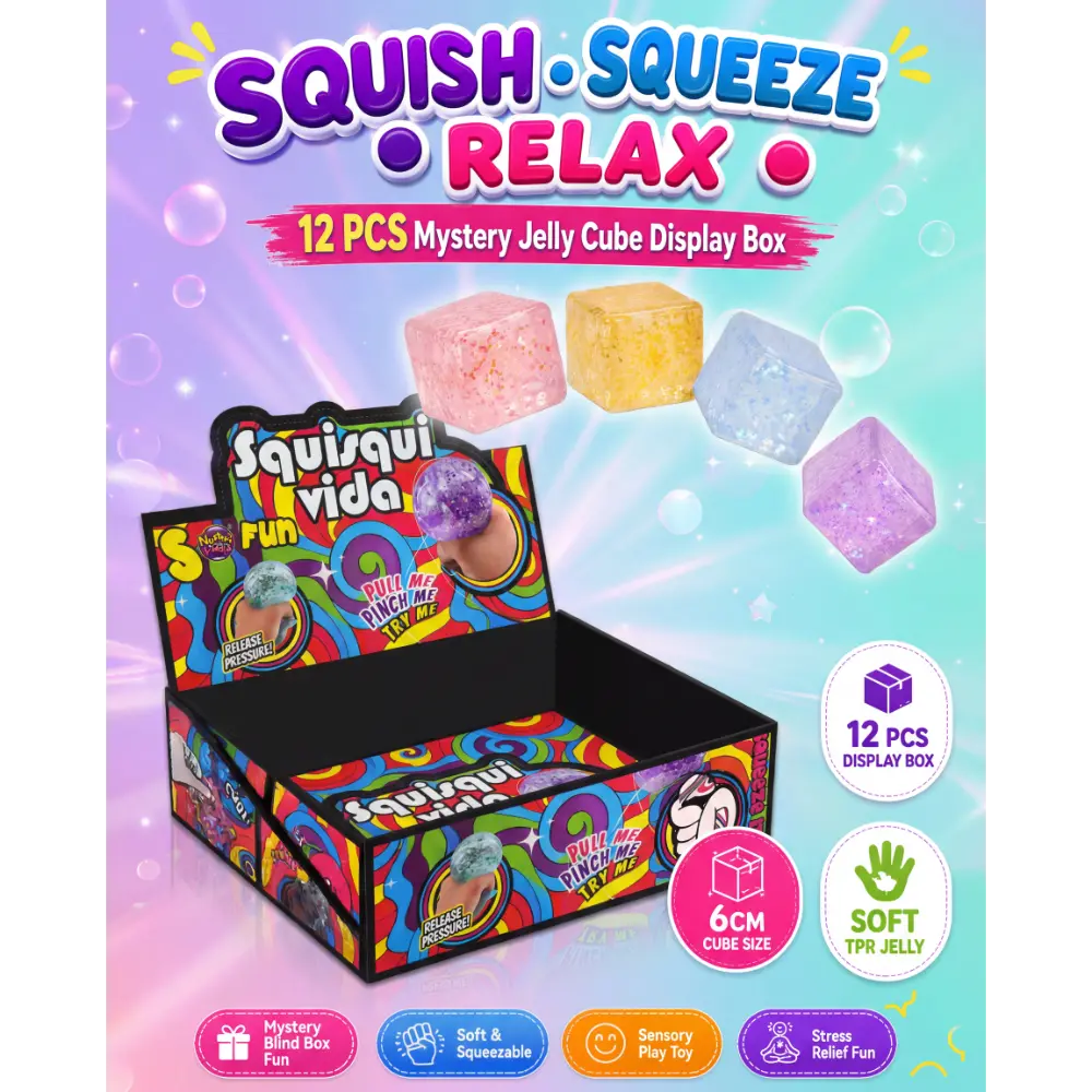 Squeeze Square Glitter Glue Jelly Cubes Sensory Fidget Toy for Kids - Sold per piece (Selection is random and subject to availability)