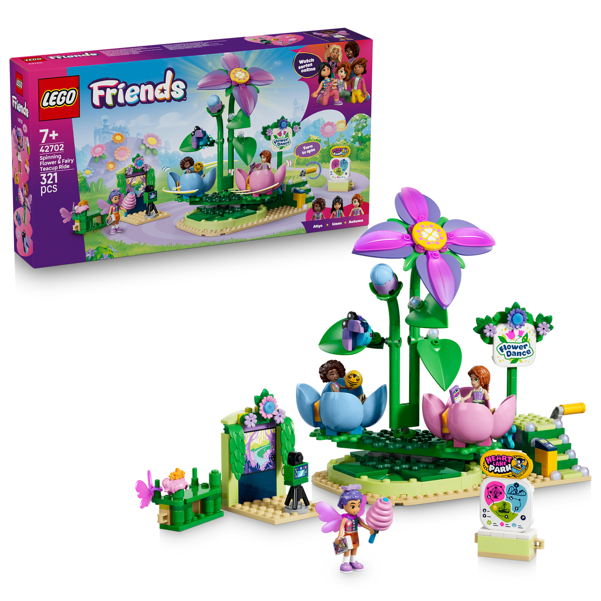 Lego Friends Spinning Flower & Fairy Teacup Ride Building Set 321-Pieces, Ages 7+