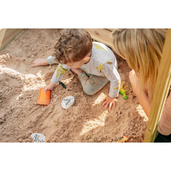Plum Wooden Sandpit with Canopy - Natural