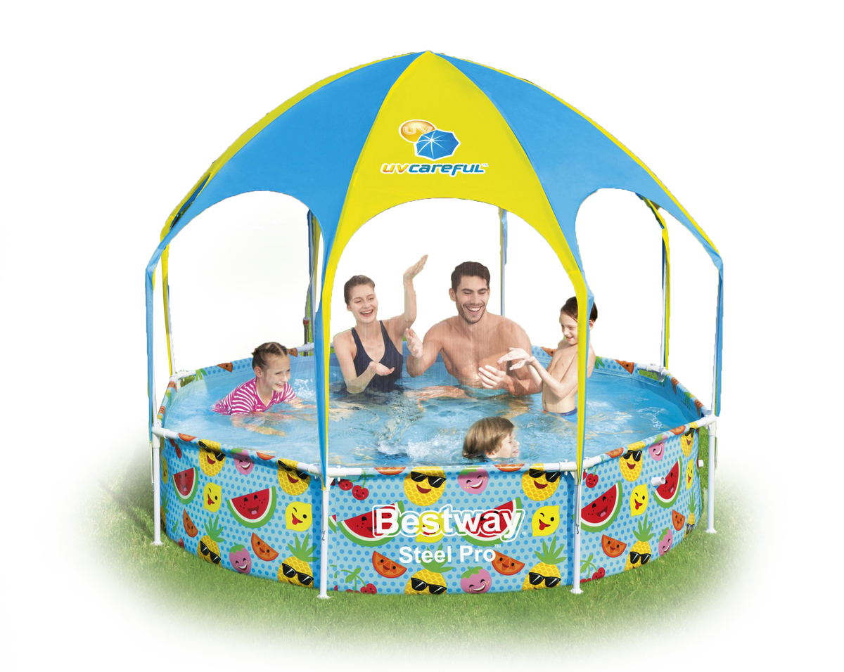 Bestway Steel Pro UV Careful Splash-in-Shade Round Above Ground Play Pool - 244x51cm