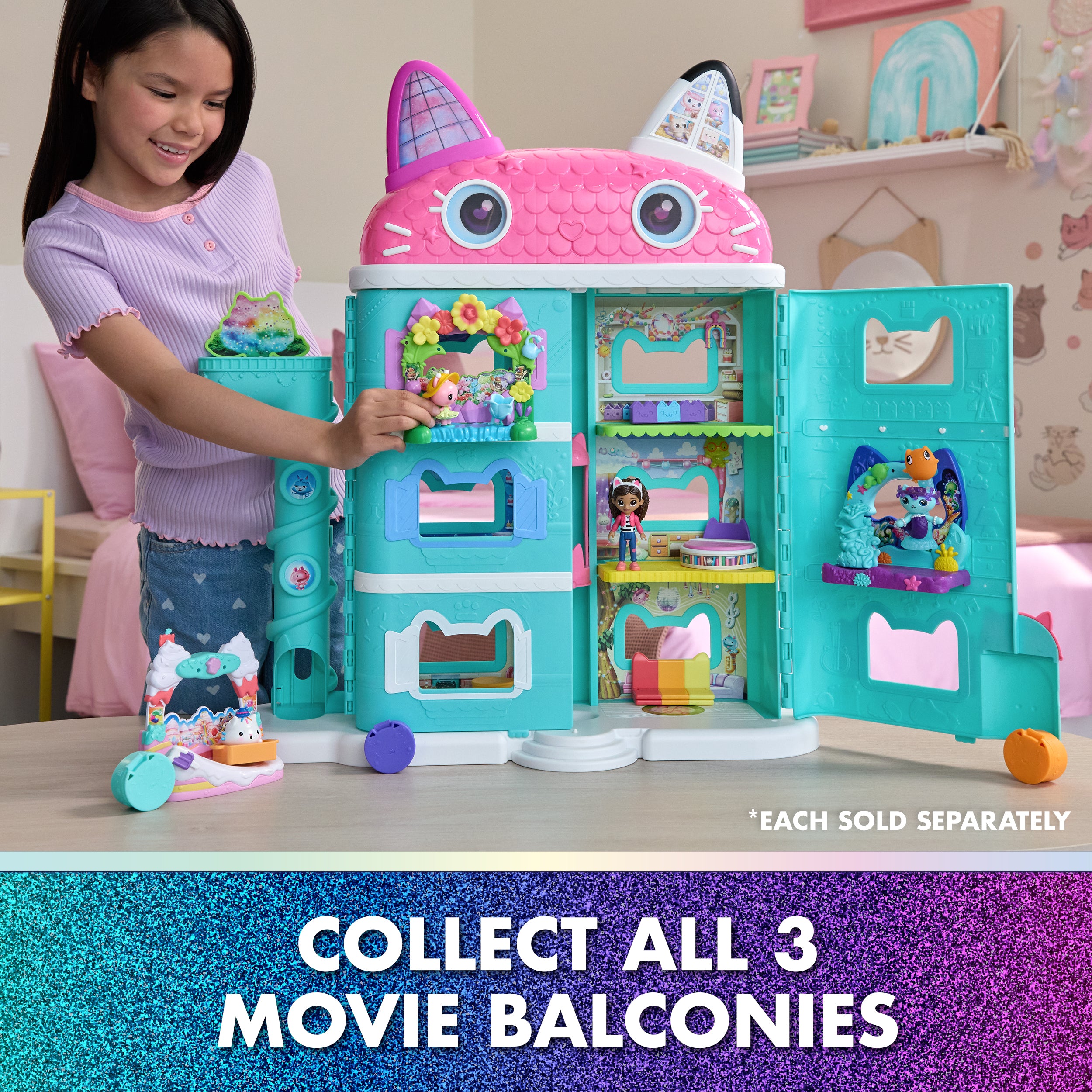 Gabby’s Dollhouse Queen Kitty Fairy Garden Balcony