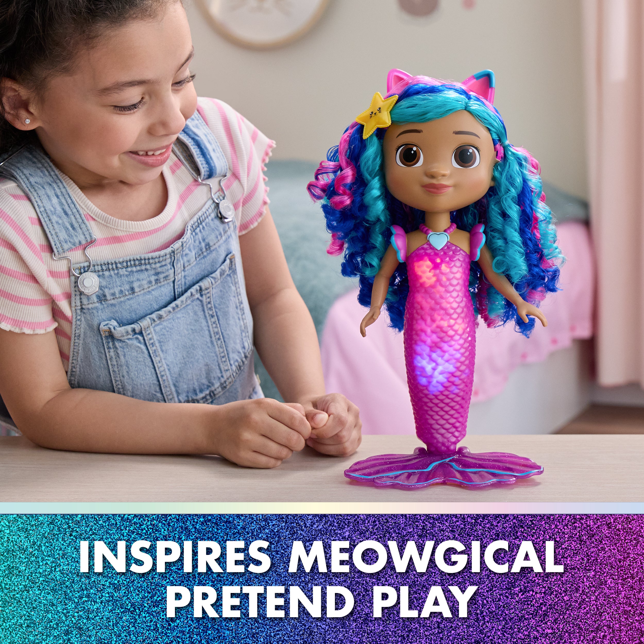 Gabby's Dollhouse Movie Sing & Shine Mermaid Doll W/Sounds