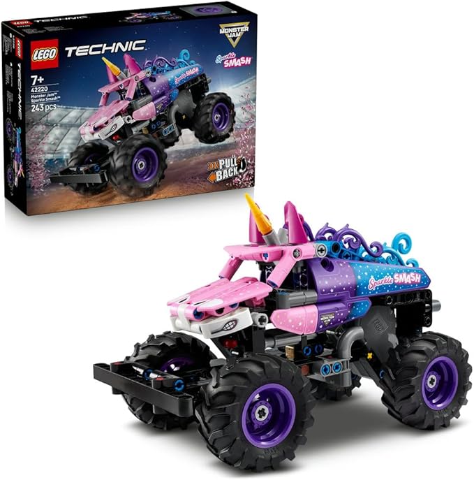 Lego Technic Monster Jam Sparkle Smash Pull-Back Truck Unicorn Themed Toys for KIds