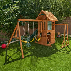 Kidkraft Ridgeview Deluxe Clubhouse Wooden Swing Set & Playset