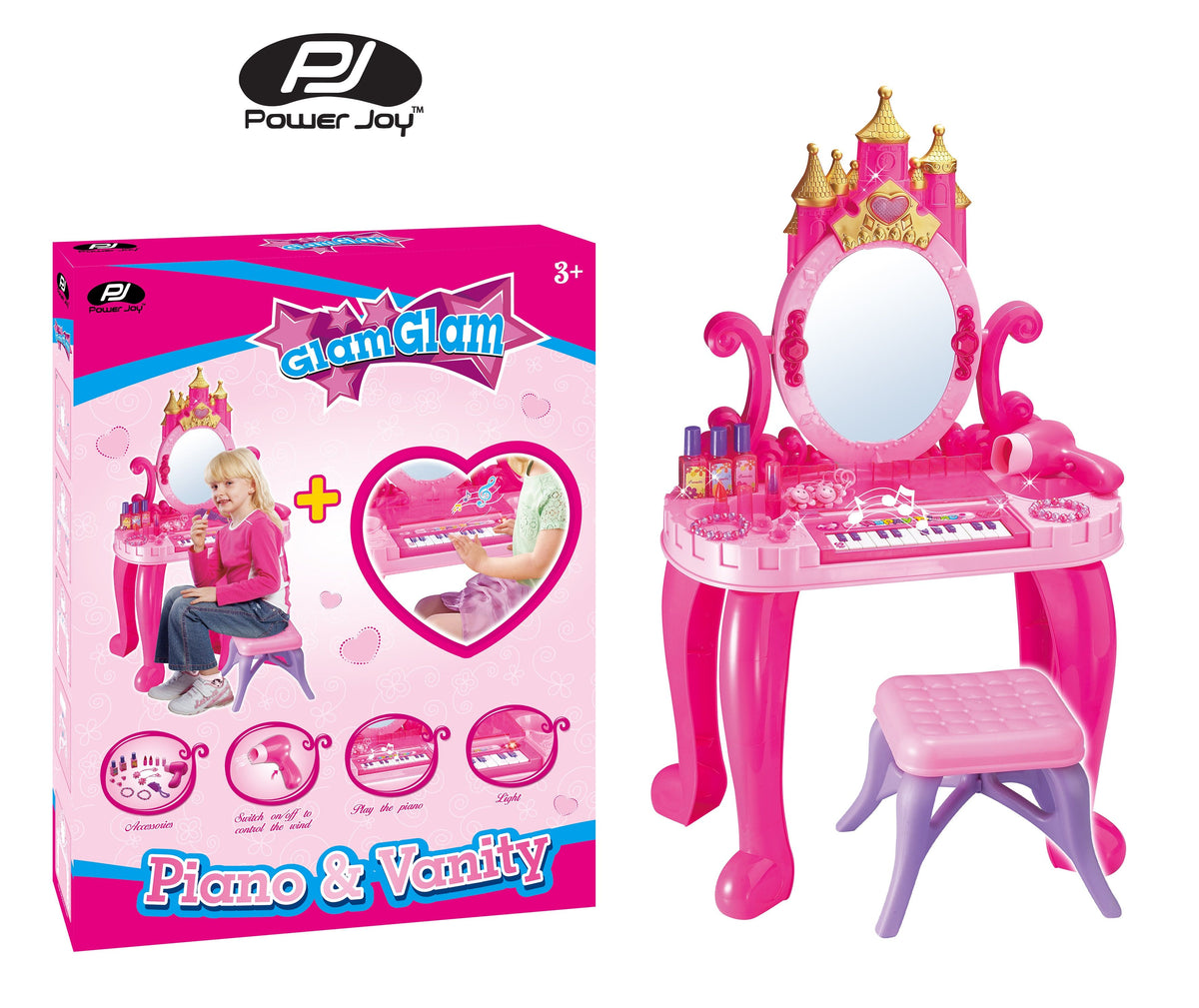 ألعاب التجميل والتأنق - Power Joy Glamglam Battery-Operated Piano and Vanity Play طقم for Kids