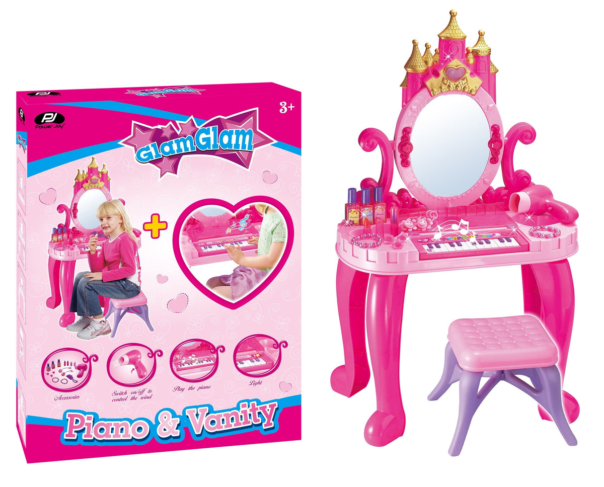 Power Joy Glamglam Battery-Operated Piano and Vanity Play Set for Kids