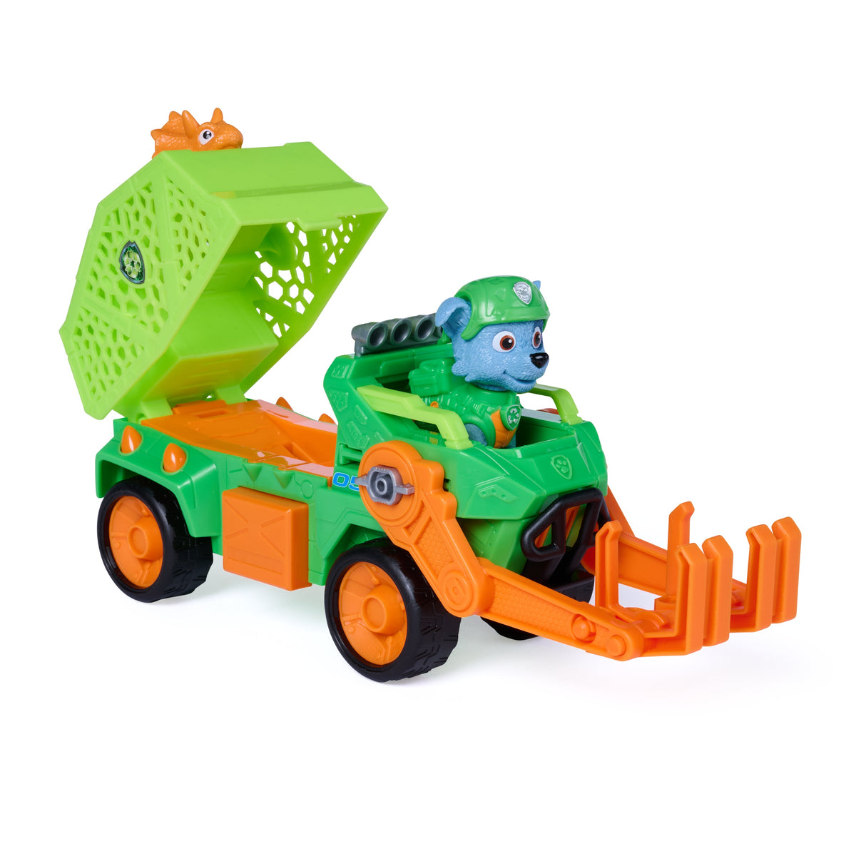 مجموعات لعب المركبات - Paw Patrol: The Dino Movie Rocky’s Dino Rescue Recycler Vehicle مع Rocky & Dino Figures