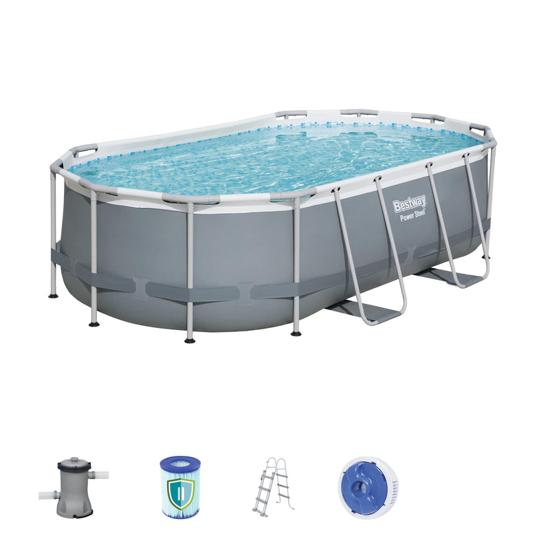 Bestway Power Steel Oval Pool Set 4.88m x 3.05m x 1.07m (16' x 10' x 42")