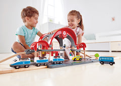 Hape Grand City Station Wooden Train & Railway Playset for Kids