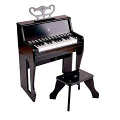 Hape Learn with Lights Black Piano and Stool Musical Toy for Kids
