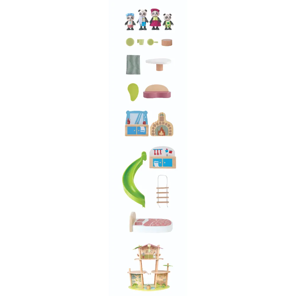 Hape Pandas’ Bamboo House Wooden Animal Playset for Kids